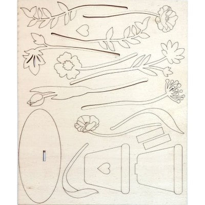 Vaso Con Fiori A Stelo In Legno Cm 31x25 Spess. 3 Mm Renkalik