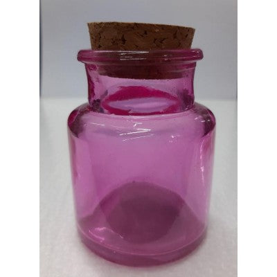 Barattolino Vetro Colorato Con Tappo Sughero - Fuxia