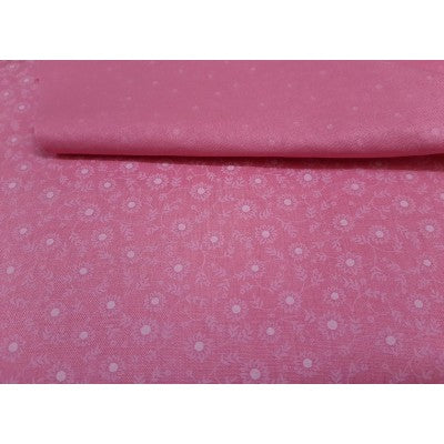 Tessuto Cotone Fantasia - Rosa Con Fiorellini