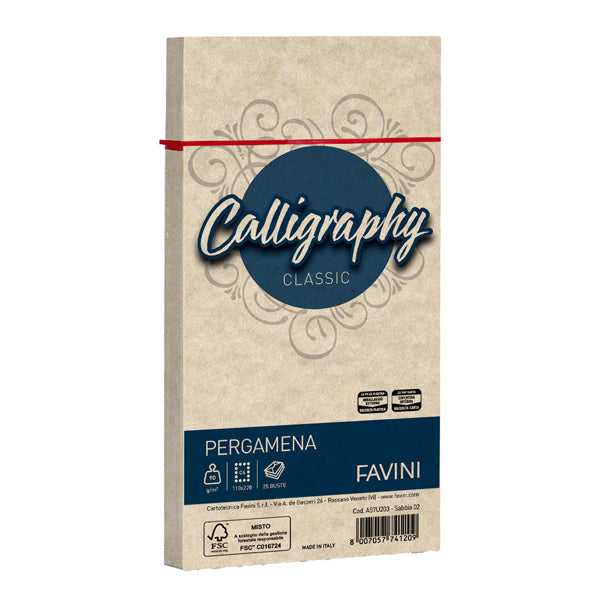Busta Calligraphy Pergamena - 110 x 220 mm - 90 gr - Favini - conf. 25 pezzi