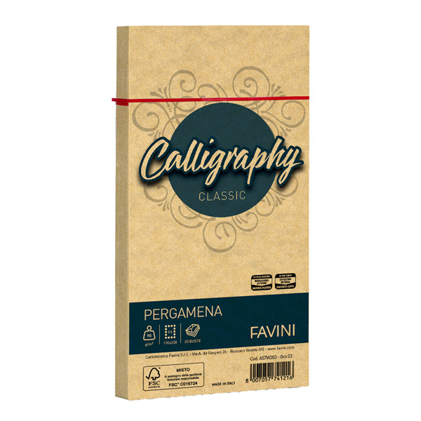 Busta Calligraphy Pergamena - 110 x 220 mm - 90 gr - Favini - conf. 25 pezzi