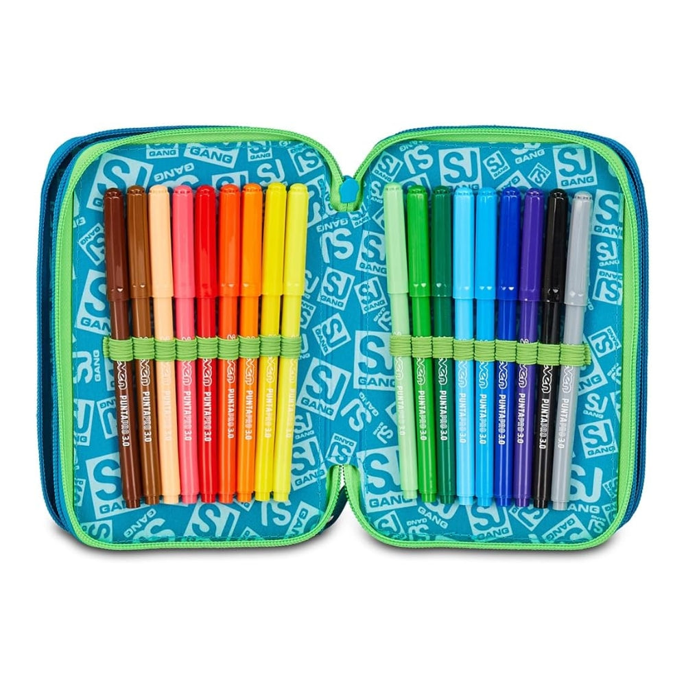 Astuccio Completo 3 Zip SJ Gang Air Tiger - Blu/Lime