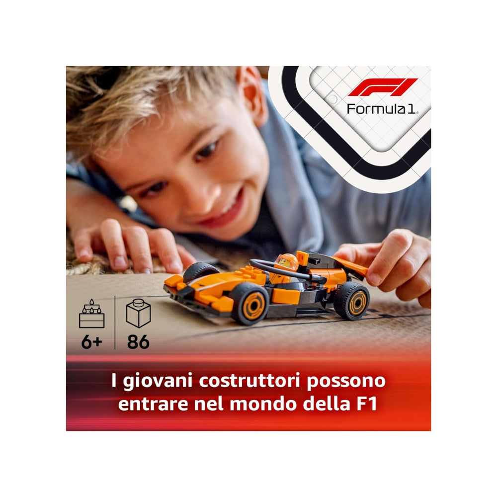 LEGO City Pilota e Monoposto McLaren F1 - Modello di Macchina Giocattolo da Formula 1 con Minifigure - Idea Regalo per Bambini e Bambine da 6 Anni in su o per Adulti Fan delle Auto da Corsa - 60442