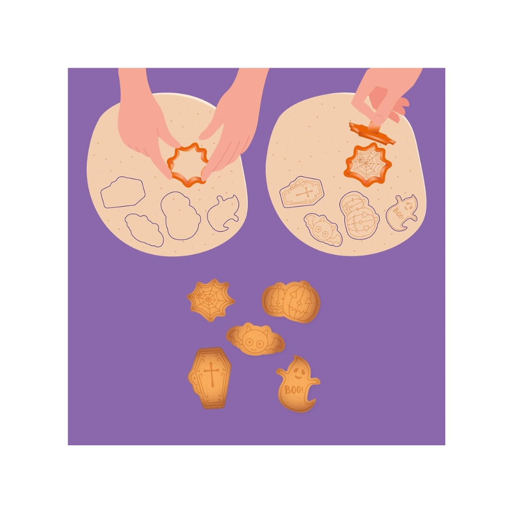 Legami – Formine Tagliabiscotti Halloween | Set da 5 Cookie Cutters con Timbro, Adatte ai Bambini e Lavabili in Lavastoviglie