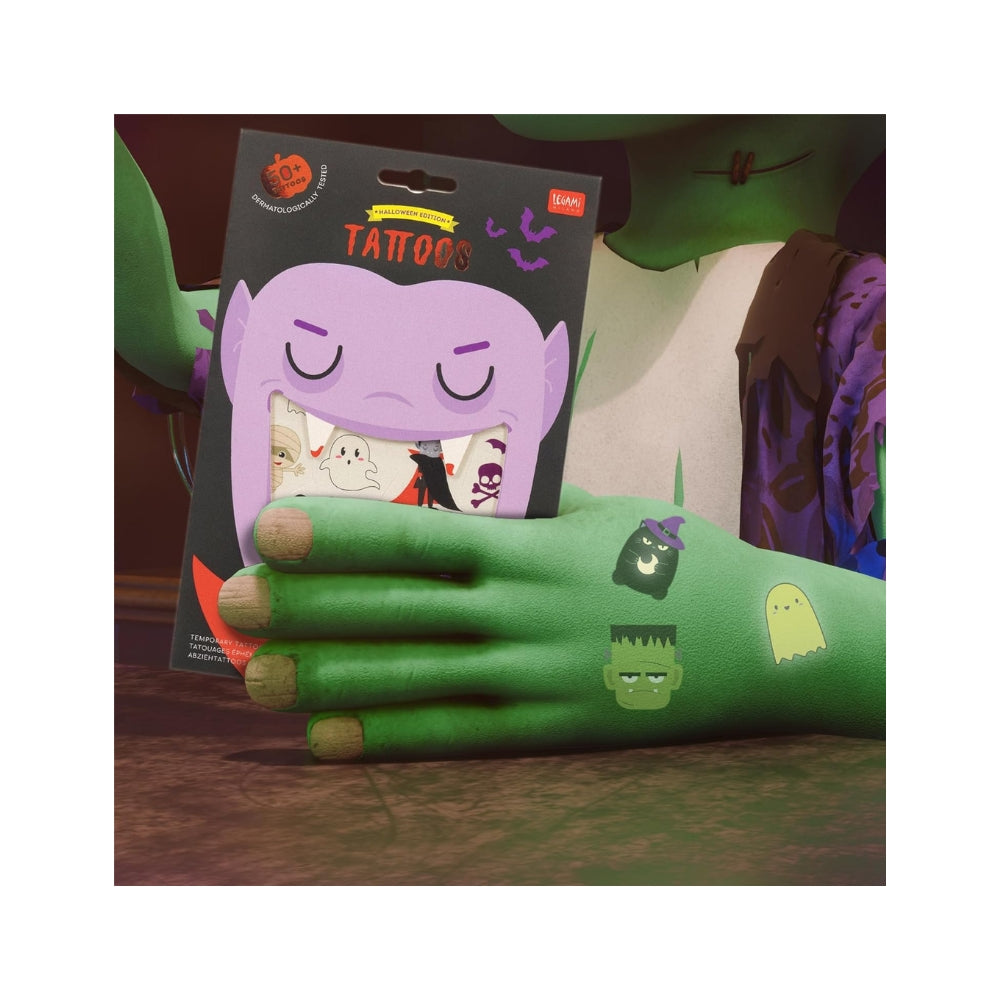 Legami – Tatuaggi Temporanei Bambini Halloween | Brillano al Buio, Resistenti all’Acqua e al Sudore, Facili da Applicare e Dermatologicamente Testati