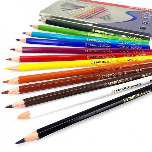 STABILO Aquacolor – Pastelli Acquerellabili in Scatola di Metallo da 12 Colori