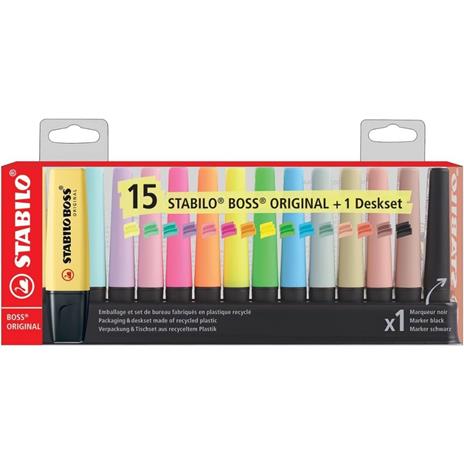 Desk-Set STABILO BOSS ORIGINAL da 15 Colori Assortiti