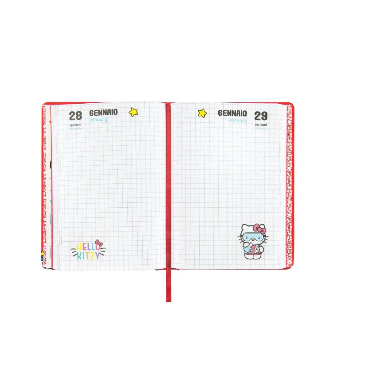 DIARIO SCUOLA STANDARD 12 MESI 2026/27 - HELLO KITTY - DATATO ROSSO - CON ADESIVI