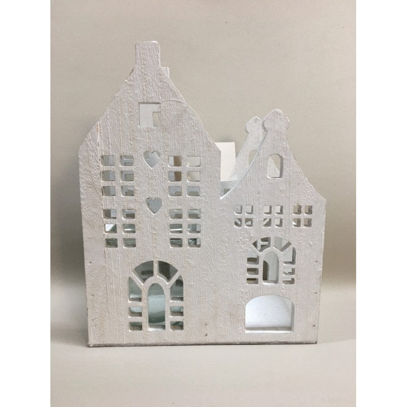 Porta-candele Forma Casetta In Legno