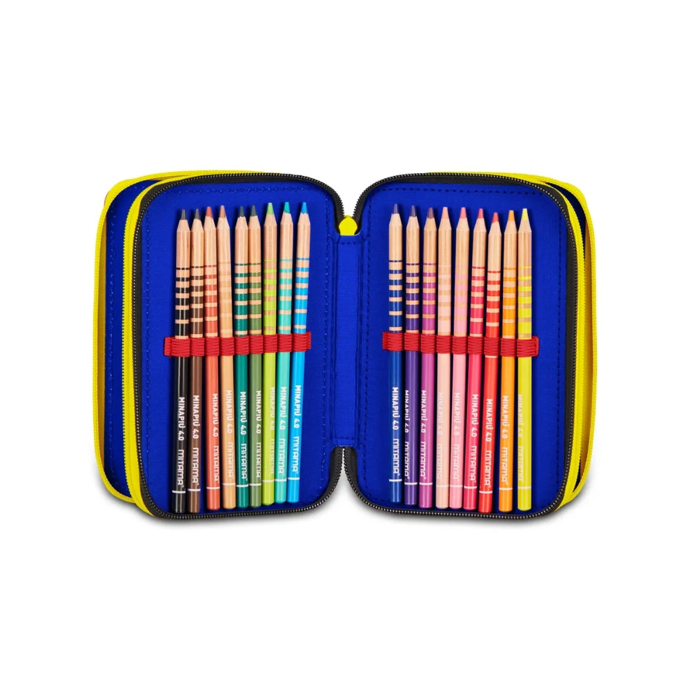 Seven Astuccio Scuola 3 Zip Sonic, Blu, Triplo Scomparto, Portapenne Attrezzato, Contenuto 44 Pezzi