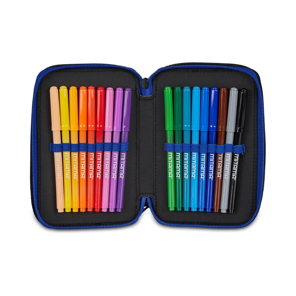 Seven Astuccio Scuola 3 Zip Inter, Blu, Triplo Scomparto, 45 Pezzi