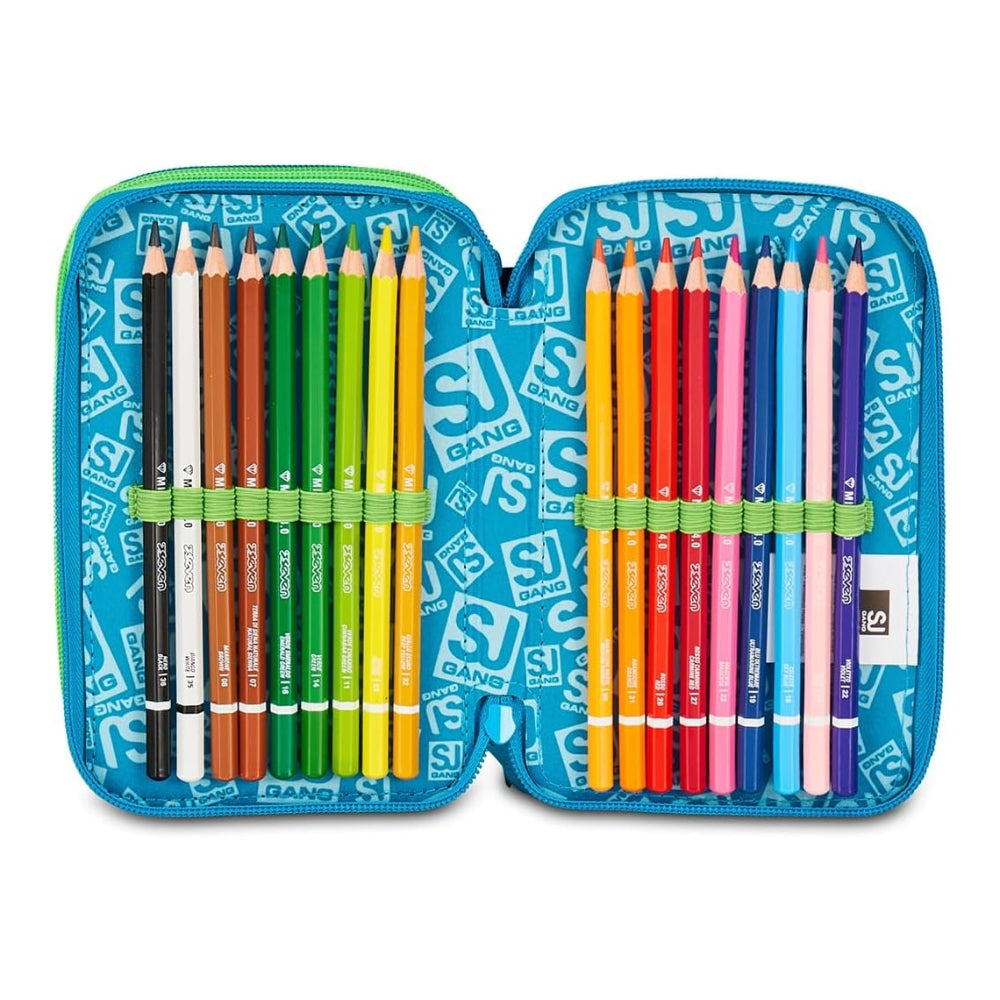 Astuccio Completo 3 Zip SJ Gang Air Tiger - Blu/Lime