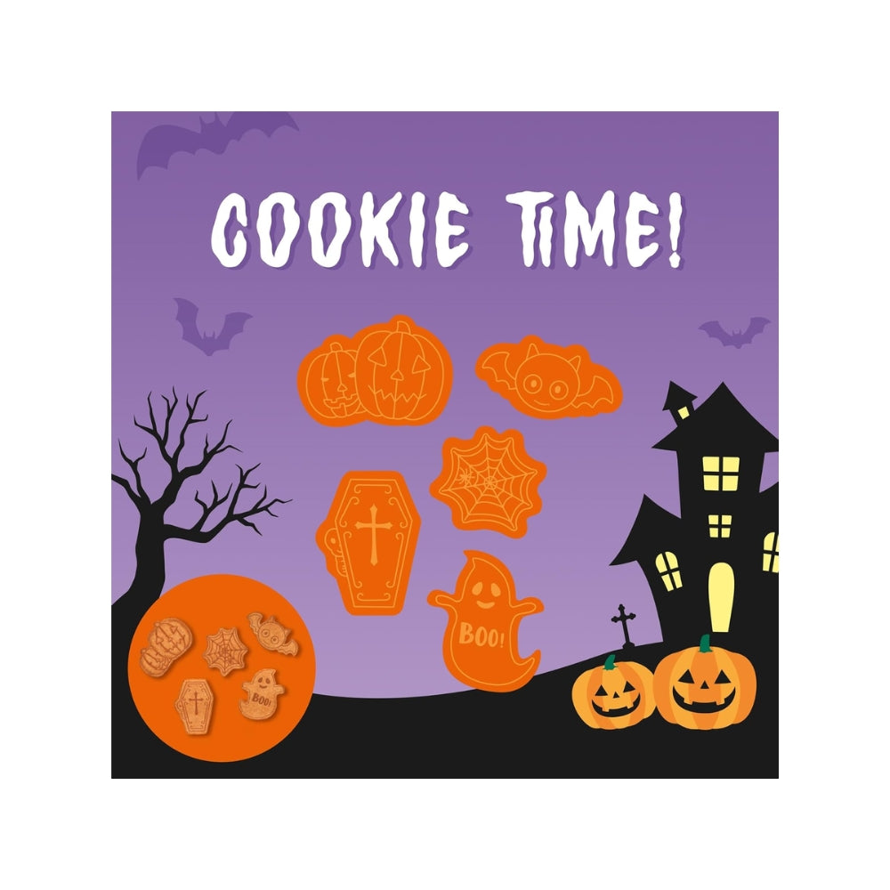 Legami – Formine Tagliabiscotti Halloween | Set da 5 Cookie Cutters con Timbro, Adatte ai Bambini e Lavabili in Lavastoviglie