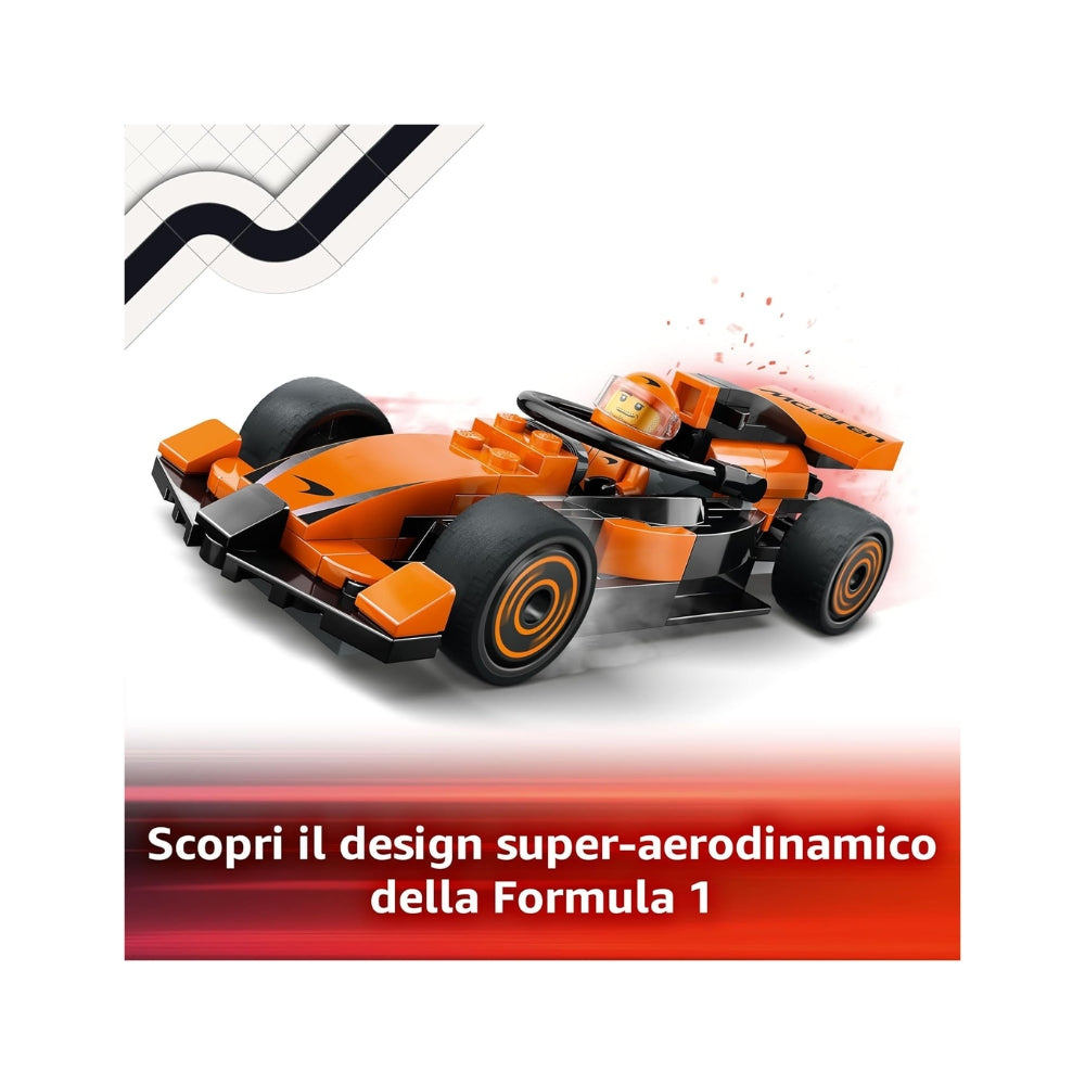 LEGO City Pilota e Monoposto McLaren F1 - Modello di Macchina Giocattolo da Formula 1 con Minifigure - Idea Regalo per Bambini e Bambine da 6 Anni in su o per Adulti Fan delle Auto da Corsa - 60442