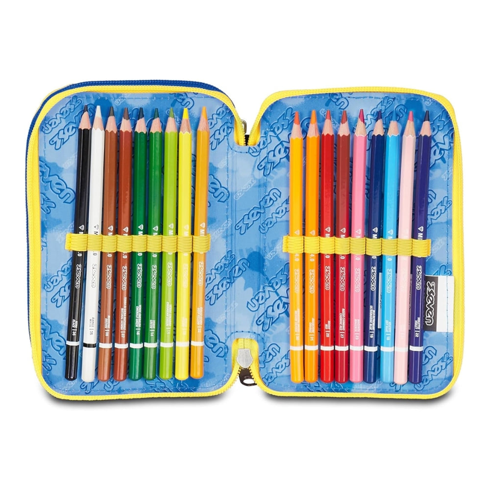 Astuccio Completo 3 Zip Seven Hidden Spot Boy - Blu/Giallo