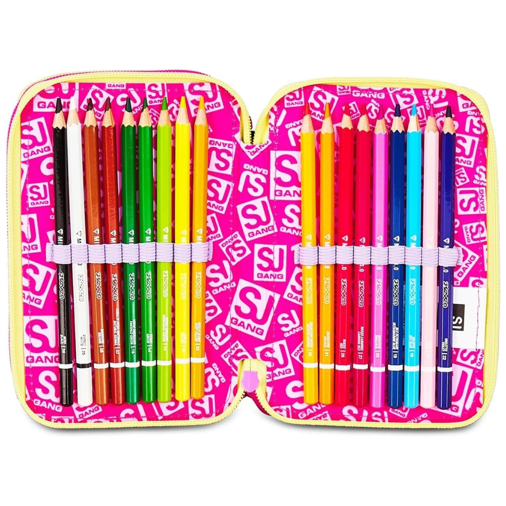 Astuccio Completo 3 Zip SJ Gang Game Led Girl - Fucsia/Rosa
