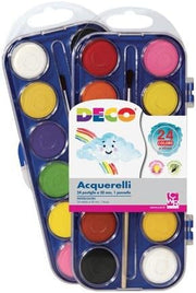 Acquerelli 24 Colori con Pennello – Pastiglie da 30 mm