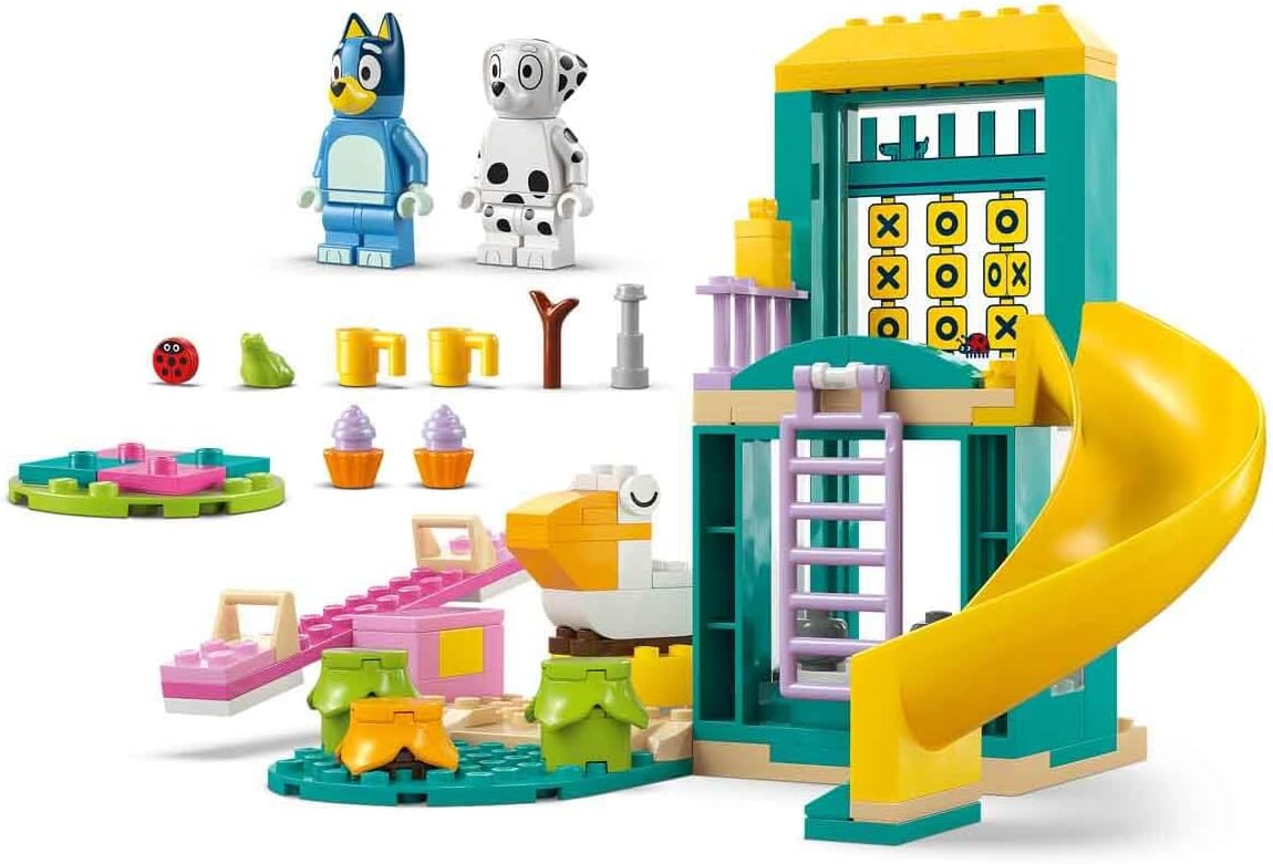 LEGO Bluey: Parco Giochi con Bluey e Chloe - Gioco per Bambine e Bambini da 4 Anni con 2 Minifigure, Saliscendi, Scivolo, Struttura per Arrampicata e 3 Piante - Regalo per i Fan della Serie TV - 11201