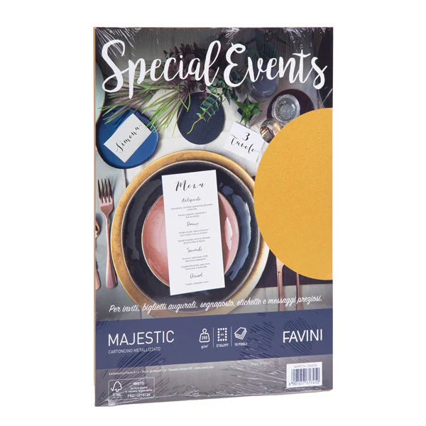 Carta metallizzata Favini Special Events, 10 fogli, 250 g/m²,  formato A4 (21x29,7 cm)