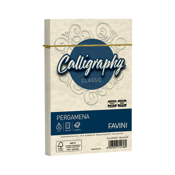 Busta Calligraphy Pergamena - 120 x 180 mm - 90 gr - Favini - conf. 25 pezzi