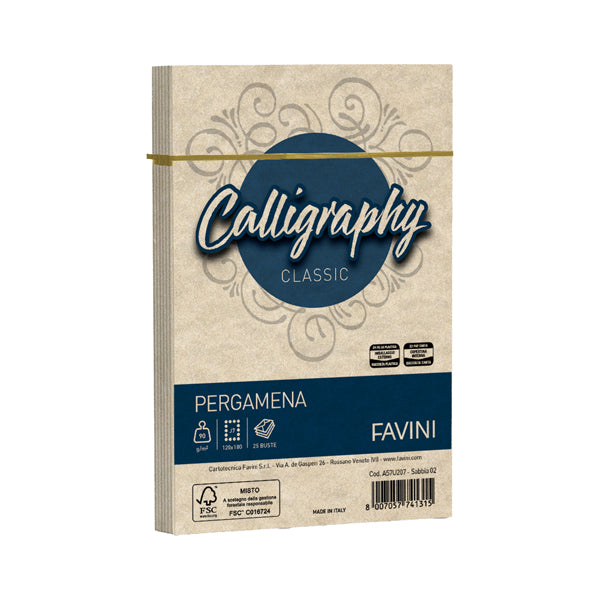 Busta Calligraphy Pergamena - 120 x 180 mm - 90 gr - Favini - conf. 25 pezzi