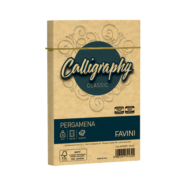 Busta Calligraphy Pergamena - 120 x 180 mm - 90 gr - Favini - conf. 25 pezzi