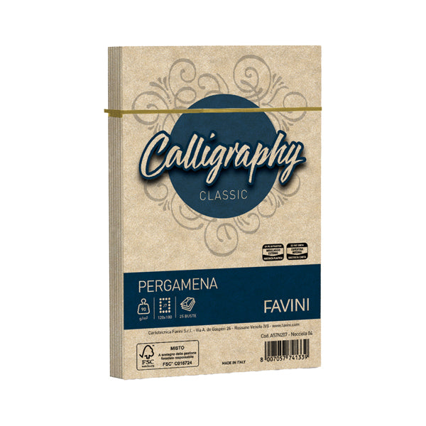 Busta Calligraphy Pergamena - 120 x 180 mm - 90 gr - Favini - conf. 25 pezzi