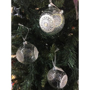 Set 3 Palline Trasparenti Con Merletto E Juta