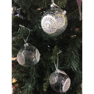 Set 3 Palline Trasparenti Con Merletto E Juta