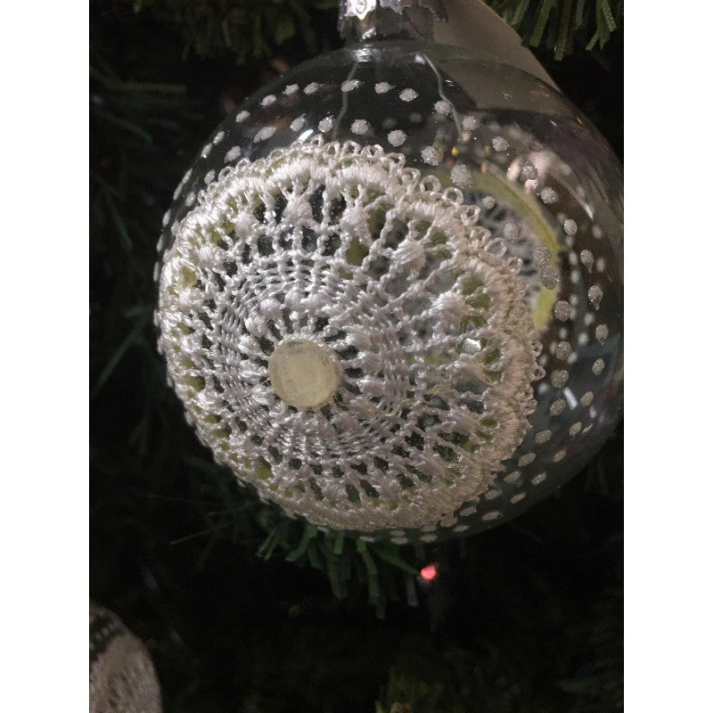 Set 3 Palline Trasparenti Con Merletto E Juta