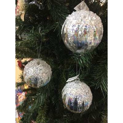 Set 4 Palline In Vetro Con Brillantini