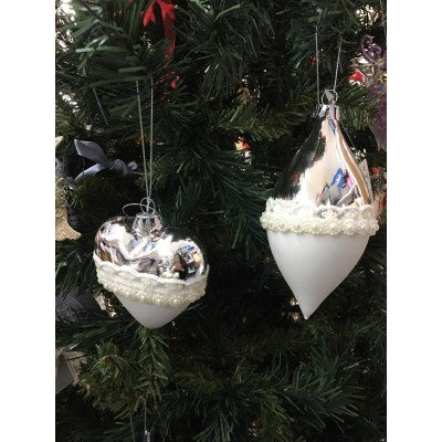 Set 2 Palline Bianco E Argento