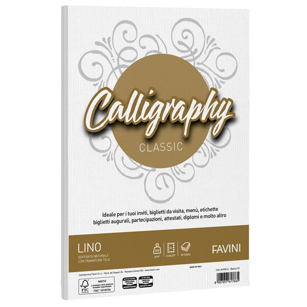 Carta Calligraphy Lino - A4 - 200 gr - Favini - conf. 50 fogli