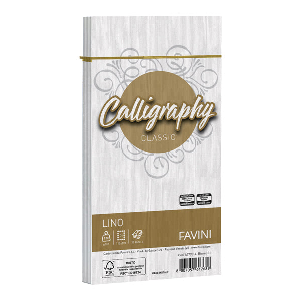 Buste Calligraphy Lino - 110 x 220 mm - 120 gr - Favini - conf. 25 pezzi