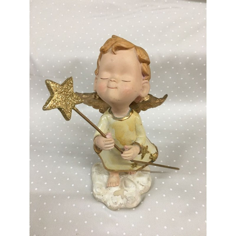 Angioletto In Ceramica Decorato A Mano