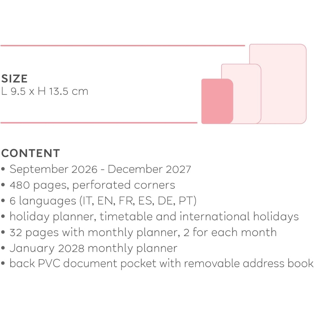Agenda Giornaliera Small 16 Mesi Settembre 2026 – Dicembre 2027 Legami Kitty Bubble