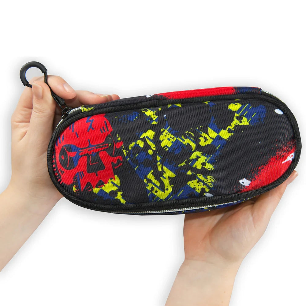 Astuccio Ovale Comix WBS Skull - Nero/Rosso