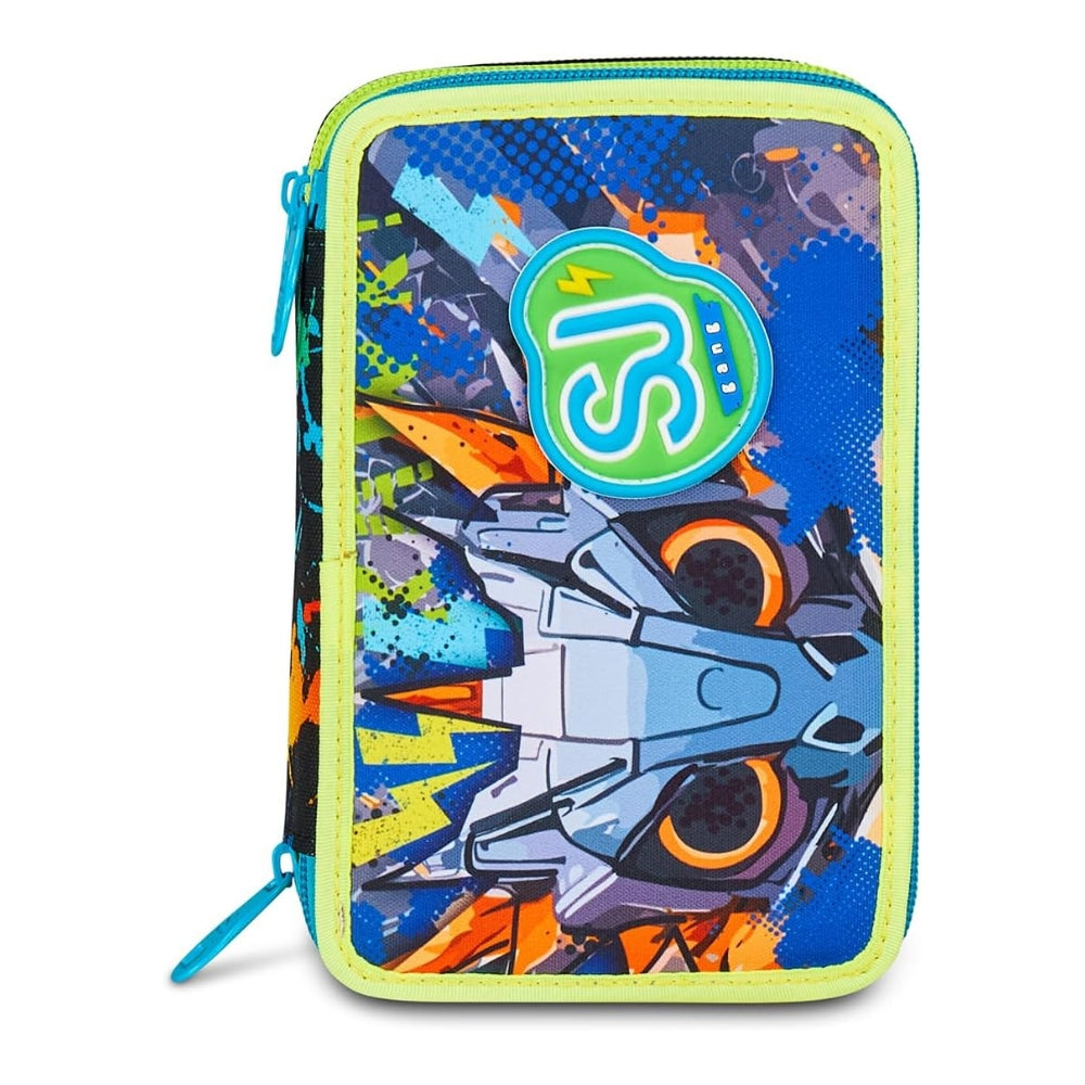 Astuccio Completo 3 Zip SJ Gang Led Look - Blu/Lime