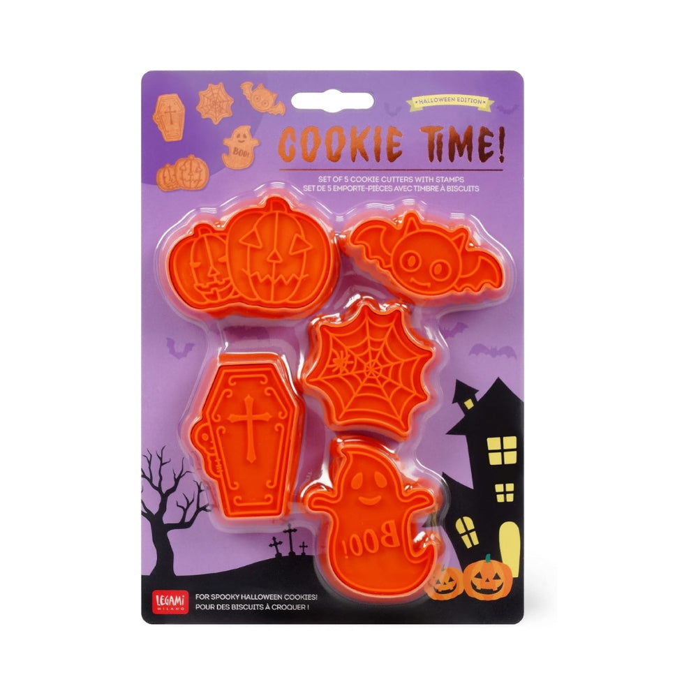 Legami – Formine Tagliabiscotti Halloween | Set da 5 Cookie Cutters con Timbro, Adatte ai Bambini e Lavabili in Lavastoviglie