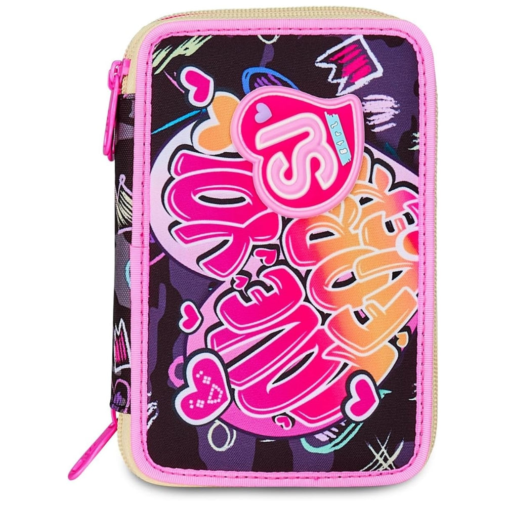 Astuccio Completo 3 Zip SJ Gang Game Led Girl - Fucsia/Rosa