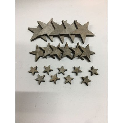 Set 20 Stelle In Legno - Varie Misure E Colori