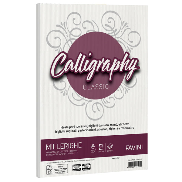 Carta Calligraphy Millerighe - A4 - 100 gr - Favini - conf. 50 fogli