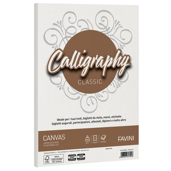 Carta Calligraphy Canvas - A4 - 100gr - Favini - conf. 50 fogli