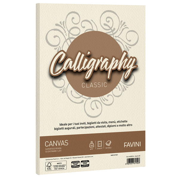 Carta Calligraphy Canvas - A4 - 100gr - Favini - conf. 50 fogli