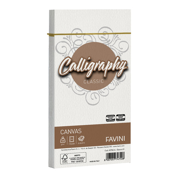 Busta Calligraphy Canvas - 110 x 220 mm - 100 gr - Favini - conf. 25 pezzi