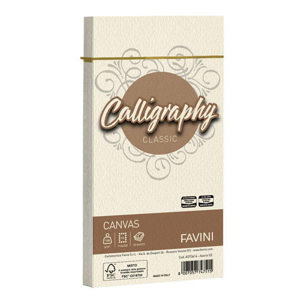Busta Calligraphy Canvas - 110 x 220 mm - 100 gr - Favini - conf. 25 pezzi