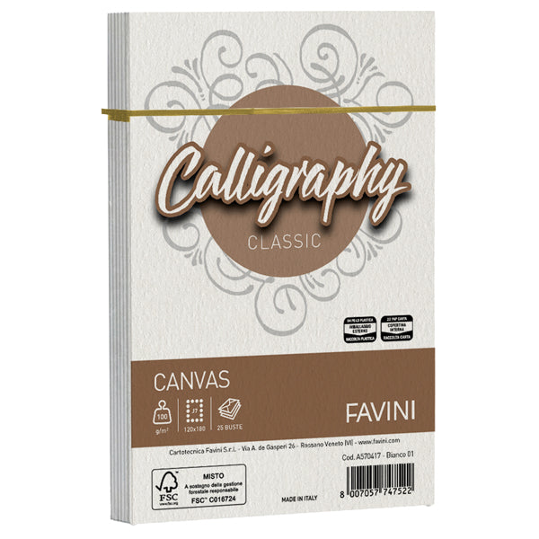 Busta Calligraphy Canvas - 120 x 180 mm - 100 gr - Favini - conf. 25 pezzi