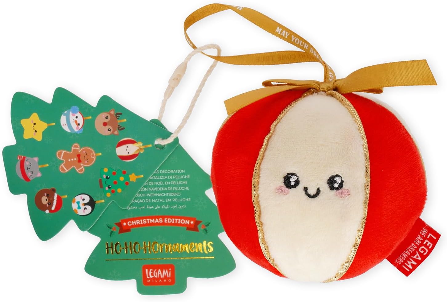 Legami - Decorazione Natalizia in Peluche Oh-Oh-Ornaments, Tema Ball, Pallina di Natale, da Appendere all'Albero, in Poliestere, 9 x 10 x 4 cm