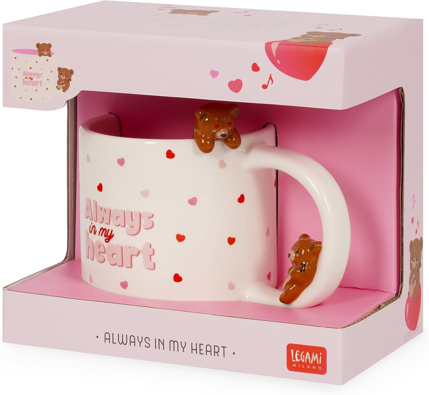 Legami - Tazza in Gres - Too Cute to Handle, Tema Teddy Bear, Utilizzabile in Lavastoviglie, Capacità 350 ml