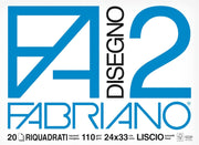 FABRIANO Blocco disegno F2 Liscio riquadrato, 20 fogli 24 x 33 cm, 110 g/m²